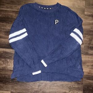 PINK Victoria's Secret Navy Crewneck Sweater with White Stripes